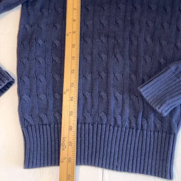 Boys Polo Ralph Lauren 100% Cotton Cable Knit Navy Blue Sweater Red Horse size 8 - Picture 8 of 8